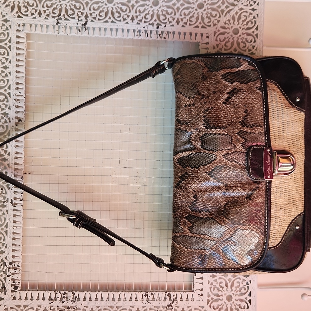 Straw Python Printβ Purse Vegan Leather Woven